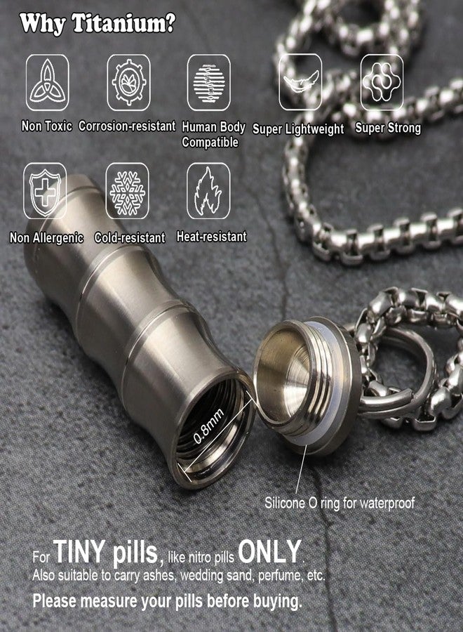 Haxtec Titanium Small Pill Box Titanium Pill Case Necklace Nitro Mini Waterproof Keychain Pill Holder Lightweight Charming Pendant Necklace Pill Container for Purse Stocking Stuffers for Women Men - Image 5